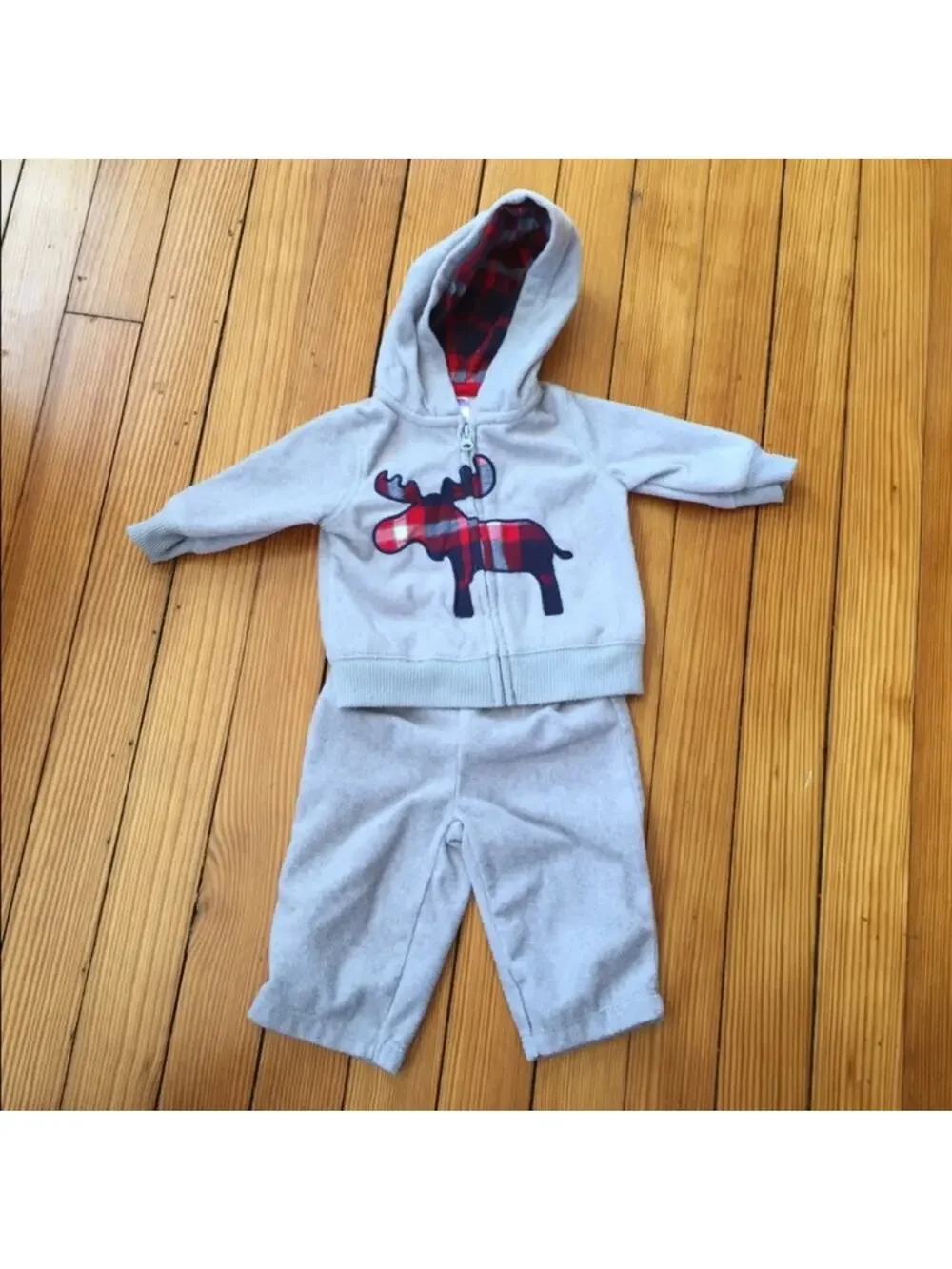 Carter’s 2 Piece Grey Fleece Moose Hoodie Set